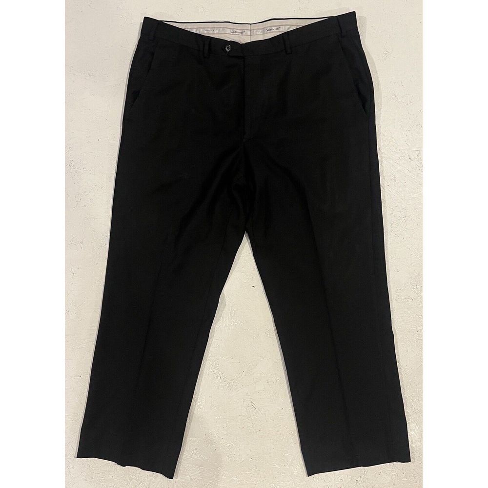 Santorelli Blue Romeo Virgin Wool Luxury Serge Mens 38 Dress Pants Black